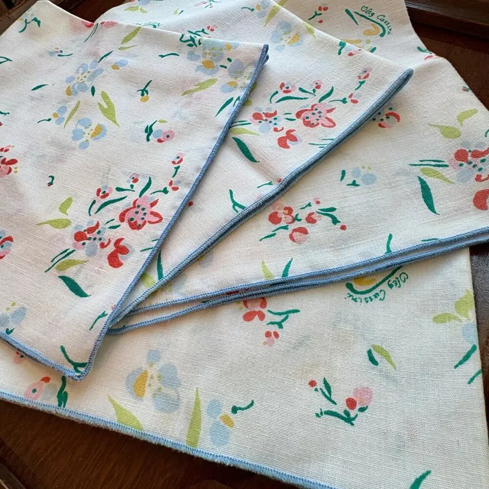 Vintage Oleg Cassini Floral Cotton Cloth Napkins Set of 4